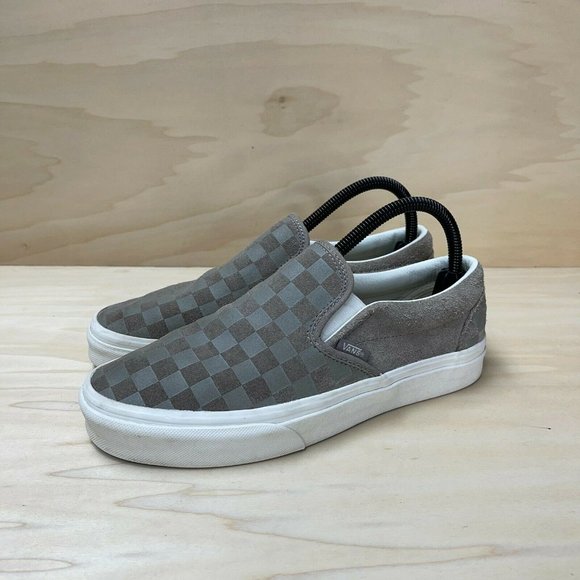 Vans Off The Wall Womens 721356 Low Top Gray White Slip On Shoes Size W 8.5 M 7 - Picture 2 of 9